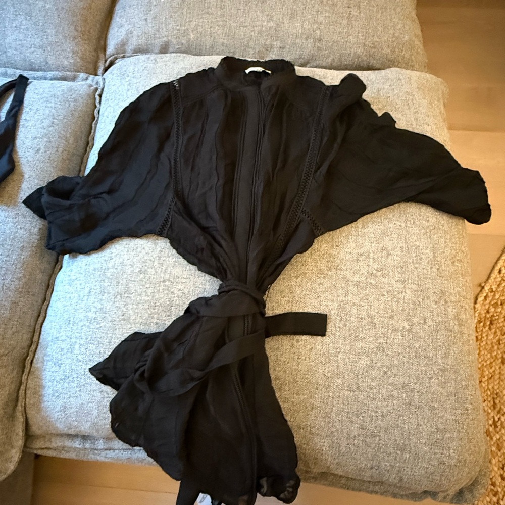 Reiss Black Ruffled Collar Dress
